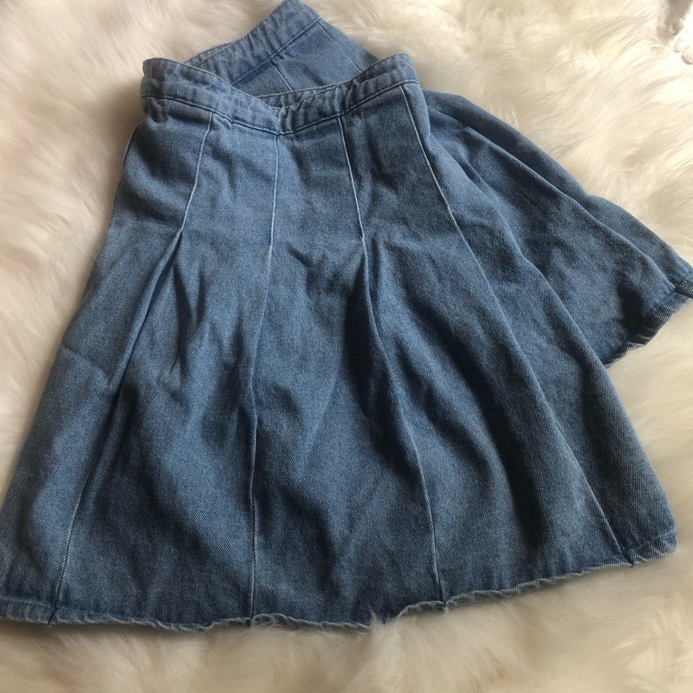 Pleated Denim Tennis Skirt